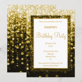 SCHWARZ- UND GOLD-DIAMONDS GEBURTSTAG EINLADUNG