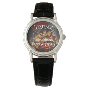 Schwarz und Gold Einfach Elegant Modern Trump WH Armbanduhr