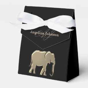 Schwarz und Gold Elefantenklasse Elegant Mit Monog Geschenkschachtel