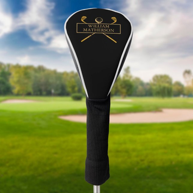 Schwarz und Gold elegant Personalisiert Golf Headcover (Von Creator hochgeladen)