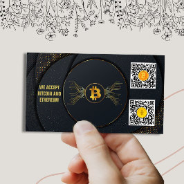 Schwarz und Gold elegant wir akzeptieren Bitcoin u Visitenkarte