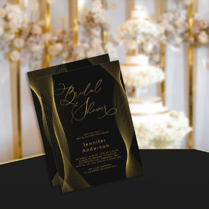 Schwarz und Gold Elegante Brautdusche Einladung