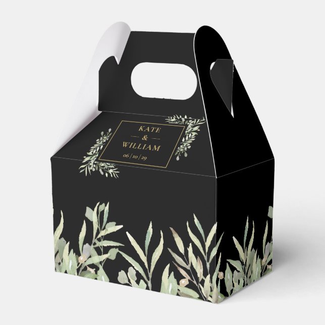 Schwarz und Gold Elegante Grüne Hochzeit Geschenkschachtel (Vorderseite)