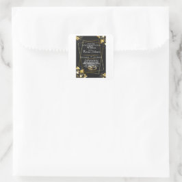 Schwarz und Gold Elegante Hochzeit Quadratischer Aufkleber