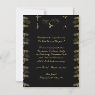 Schwarz und Gold Elegante Holly Party Einladung