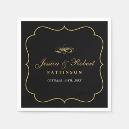 Schwarz und Gold | Elegante klassische Hochzeit Na Serviette