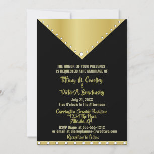 Schwarz und Gold Elegante Moderne Hochzeit Einladung