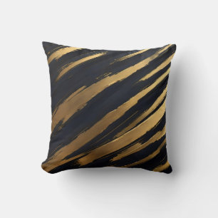 Schwarz und Gold Elegante Streifen Kissen