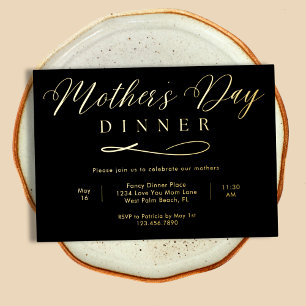 Schwarz und Gold Elegantes Extravagantes Muttertag Folieneinladung