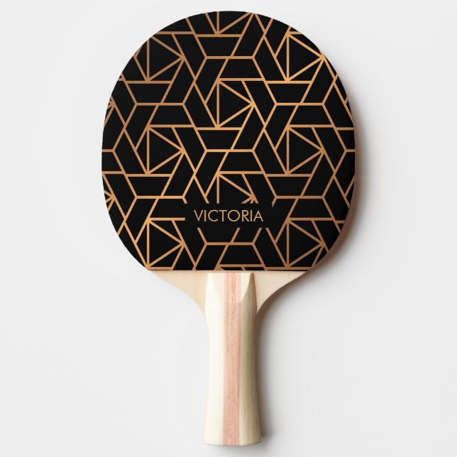 Schwarz und Gold Elegantes Muster Tischtennis Schläger (Vorderseite)