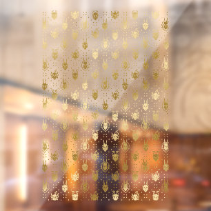 Schwarz und Gold Fantasy Dragon Raute Pattern Fensteraufkleber