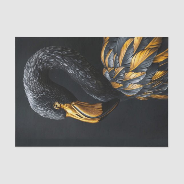 Schwarz und Gold Flamingo8 Seidenpapier (Vorderseite)