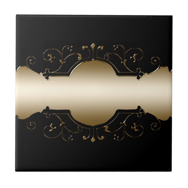 Schwarz und Gold Fliese (Vorderseite)