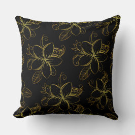 Schwarz und Gold florale Moderne Kissen