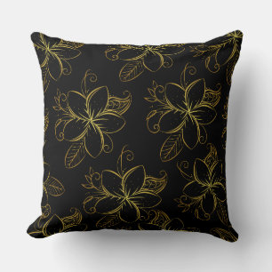 Schwarz und Gold florale Moderne Kissen