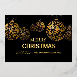 Schwarz und Gold Frohe Weihnachten Folieneinladung