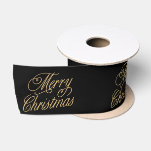 Schwarz und Gold Frohe Weihnachten Satinband