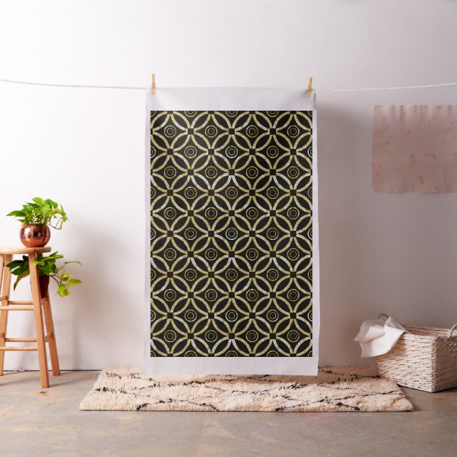 Schwarz und Gold funkeln geometrisches Muster Stoff (Beispiel)