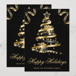Schwarz und Gold Funkelnd Ribbon Tree Weihnachten