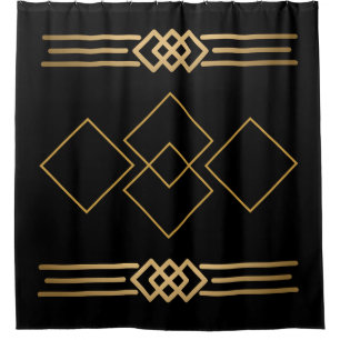 Schwarz und Gold geometrisch Duschvorhang