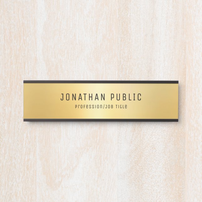 Schwarz und Gold glamouröse moderne Vorlage Türschild (Vorderseite )