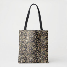 Schwarz und Gold Glitzer Glam Leopard Spots drucke Tasche