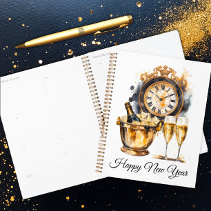 Schwarz und Gold glücklich Neues Jahr Planer
