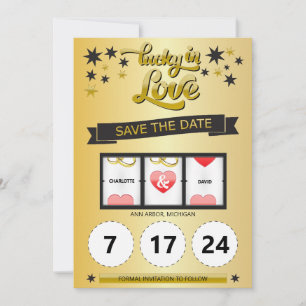 Schwarz und Gold Glücklich verliebt Termin vormerk Save The Date