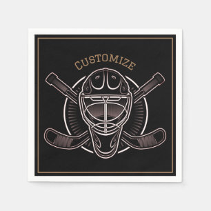 Schwarz und Gold Goalie Maske Serviette