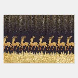 Schwarz und Gold, halbglänzend Geschenkpapier Set