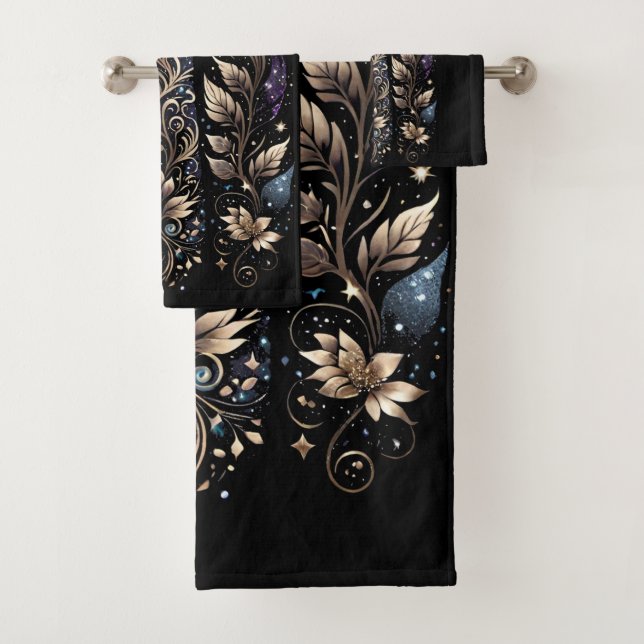 Schwarz und Gold Hand Tattoo Badhandtuch Set (Insitu)