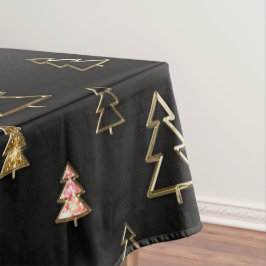 Schwarz und Gold Imitate Weihnachtsbäume aus Metal Tischdecke