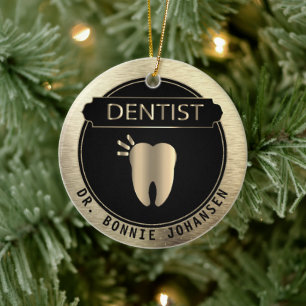 🦷 - Schwarz und Gold Keramik Ornament