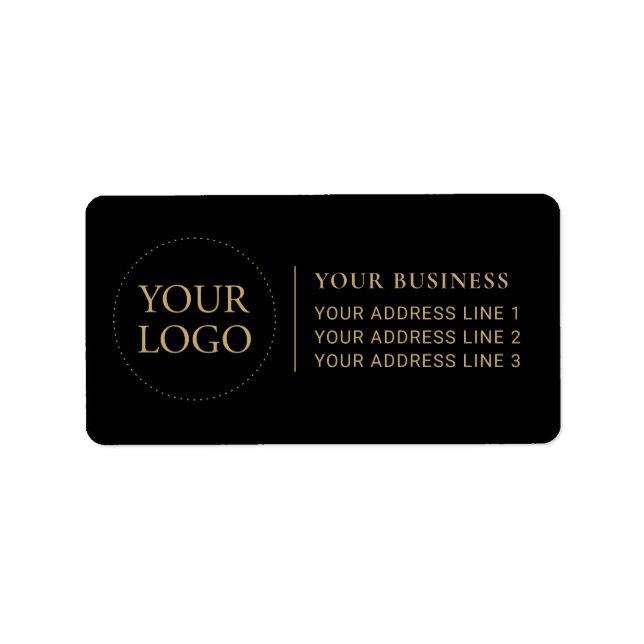 Schwarz und Gold | Kundenspezifisches Firmenlogo Adressaufkleber (Vorne)