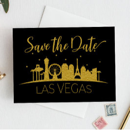 Schwarz und Gold Las Vegas Hochzeit speichern das  Einladung