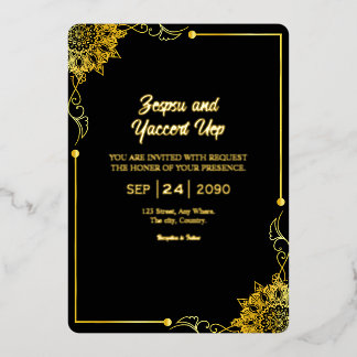 Schwarz und Gold Luxus Einladung Gold Foil Design