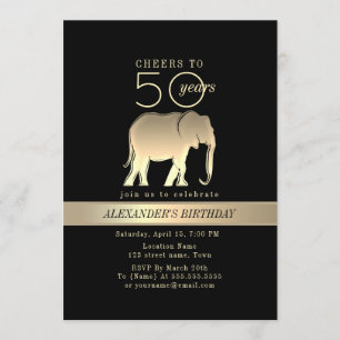 Schwarz und Gold Männchen 50. Geburtstag Einladung