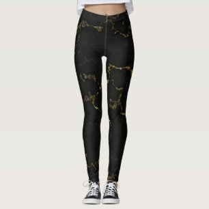 Schwarz und Gold marmoriert Leggings