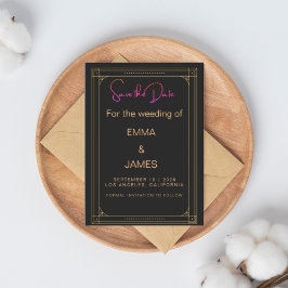 Schwarz und Gold Minimalistisch Elegantes Weeding Einladung