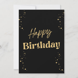 Schwarz und Gold Minimalistisch Happy Geburtstag Einladung