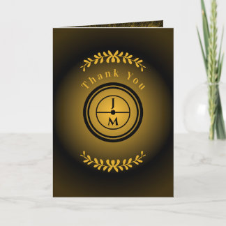 Schwarz und Gold mit Monogramm Vielen Dank Karte