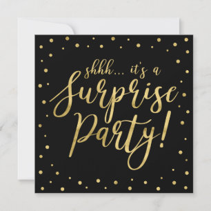 Schwarz und Gold   Modern Surprise Retirement Part Einladung
