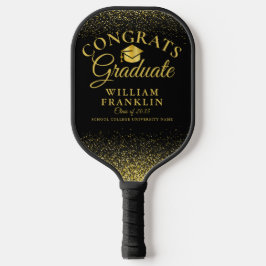Schwarz und Gold - Moderne Abschluss-Glückwünsche Pickleball Schläger