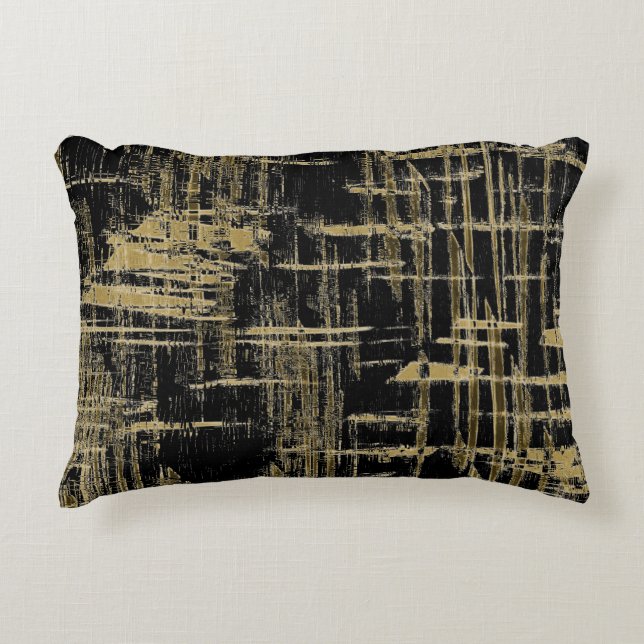 Schwarz und Gold Moderne Kunst Dekokissen (Vorderseite)