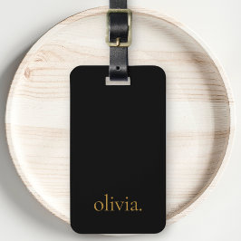 Schwarz und Gold Moderne Monogram Name Einfach Gepäckanhänger