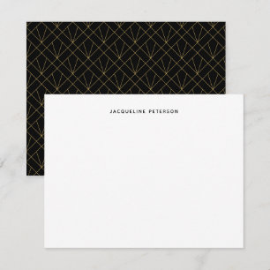 Schwarz und Gold Modernes Art Deco Muster Mitteilungskarte