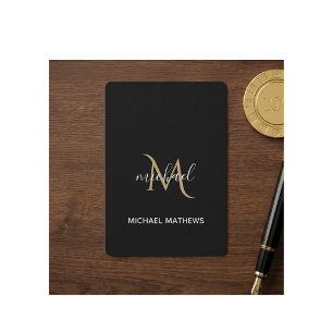 Schwarz und Gold Monogram Elegant Luxury Spielkarten