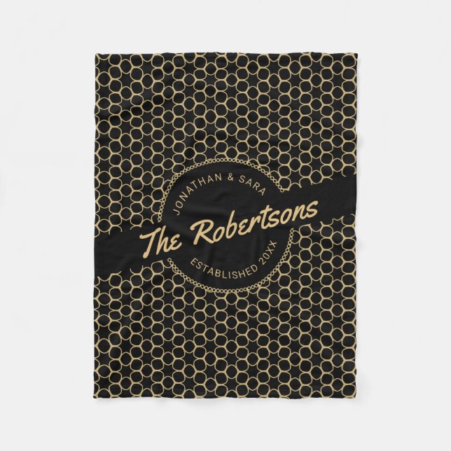 Schwarz und Gold - Neu verheiratete Keepake Weihna Fleecedecke (Vorderseite)