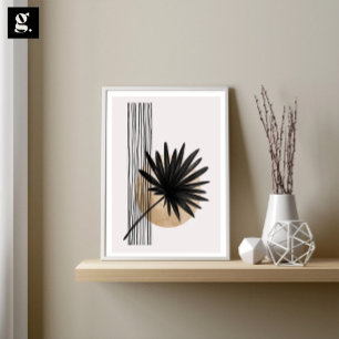 Schwarz und Gold, Palmenbaum Kunst, Moderne und sc Poster