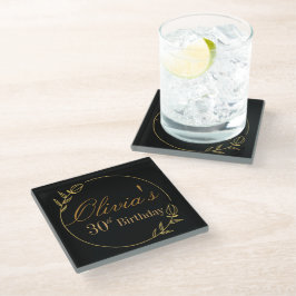 Schwarz und Gold Personalisiert Glasuntersetzer
